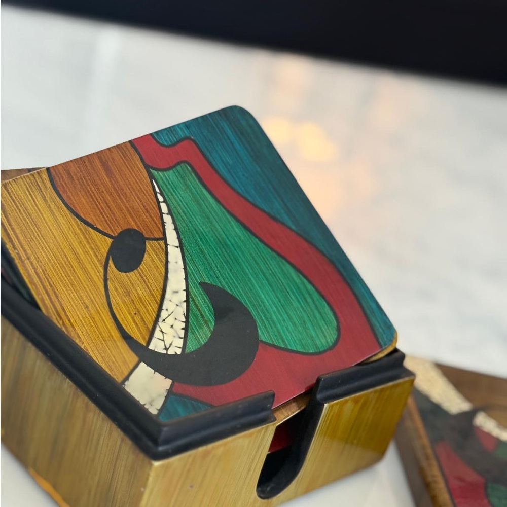 Colorful Abstract Coaster Set - Picture 10 of 10